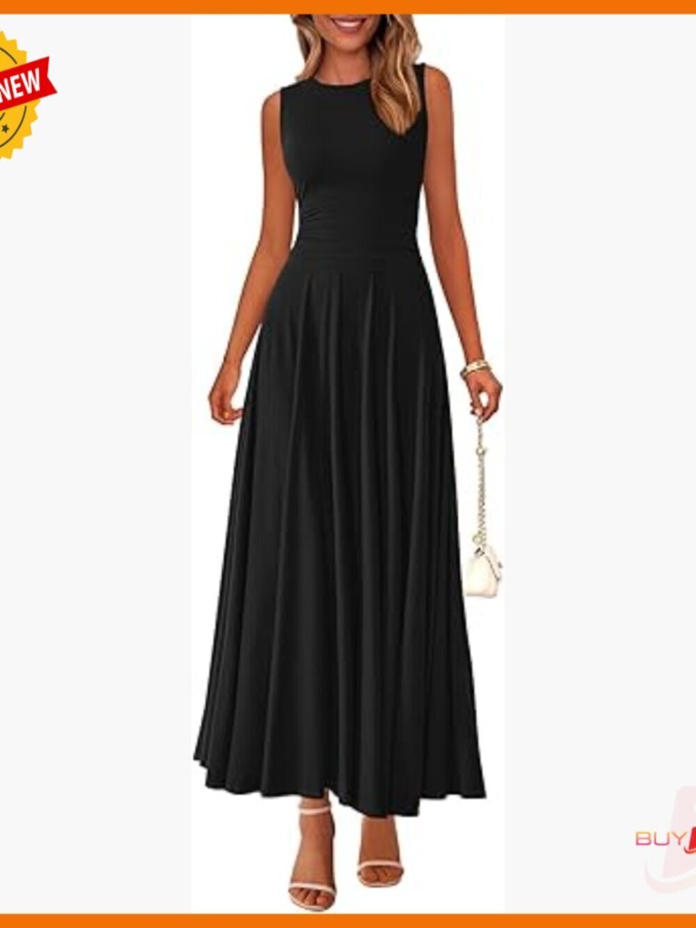 Sleeveless Maxi Dress Stretch Tank A-Line Flowy Long Casual